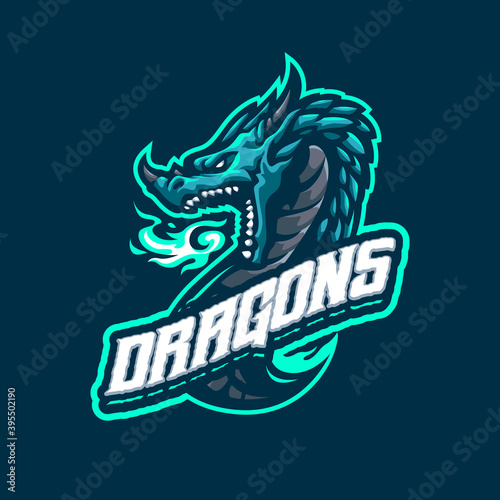 Emerald Dragon Mascot logo for esport and sport team