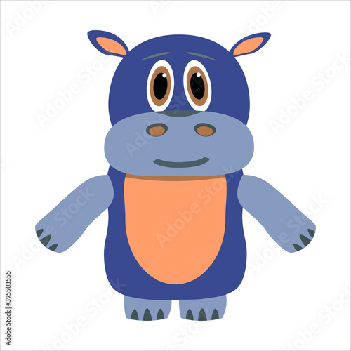 vector isolated purple smiling hippopotamus on a white background