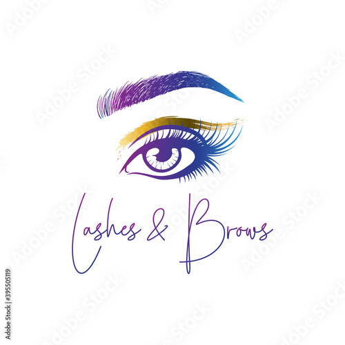 Eyelashes and Eyebrows make up design logo, Vector logo design for beauty salon