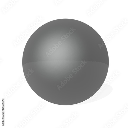 Ebony sphere with little shadow isolated in white background - 3D render