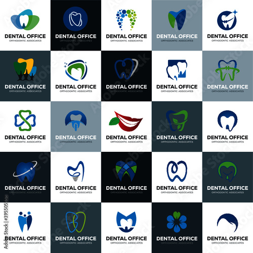 Elegant collection and Colorful modern Dental Logo set pack 