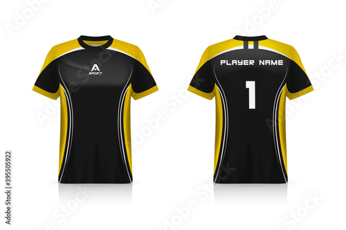 Specification Soccer Sport mockup , Esports Gaming T Shirt Jersey template. mock up uniform . Vector Illustration design