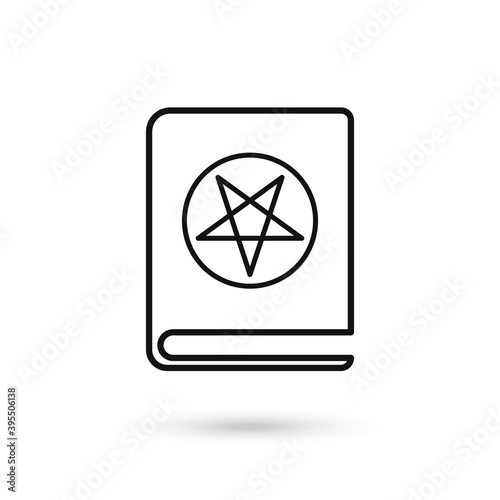 Book with pentagram solid icon. Satan book web vector illustration isolated on white backgrond. Magic book glyph style design.