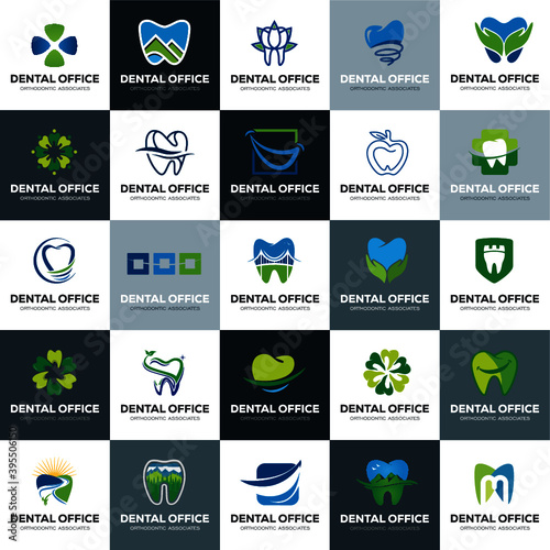 Elegant collection and Colorful modern Dental Logo set pack 
