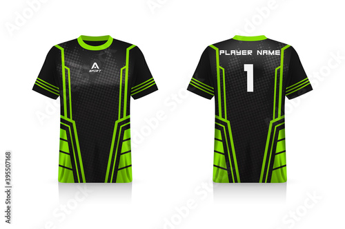 Specification Soccer Sport mockup , Esports Gaming T Shirt Jersey template. mock up uniform . Vector Illustration design