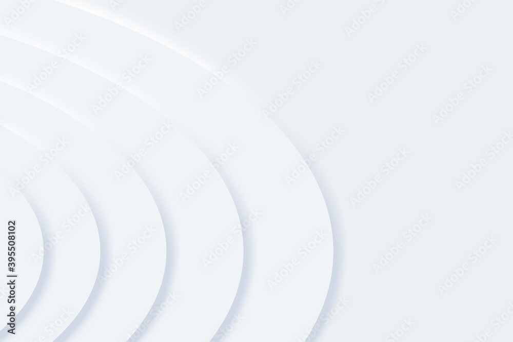 Fototapeta premium Top view of simple empty white circle podium stage background. Futuristic technology design. Abstract parametric interior. Blank opened 3D illustration mock-up. White building pale geometric pattern.