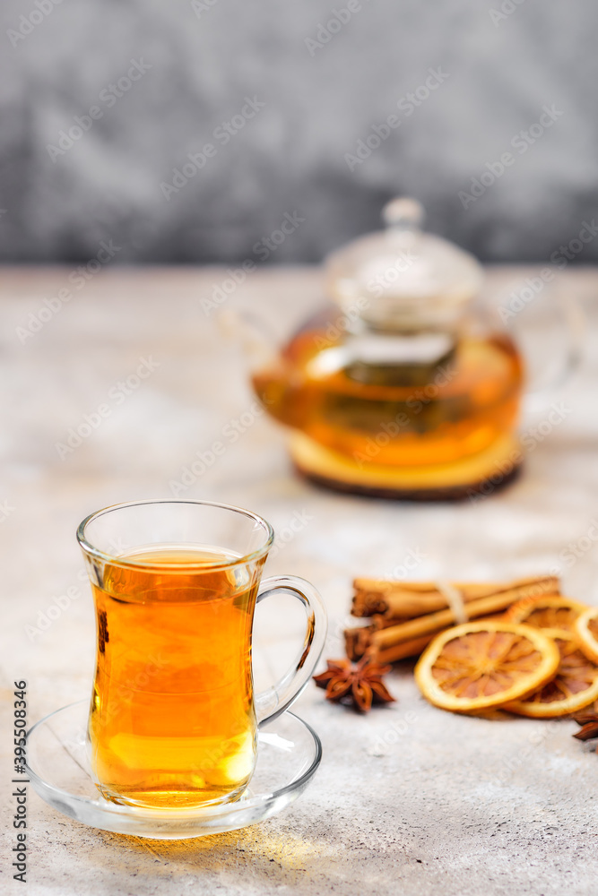 Hot citrus tea with cinnamon and anise Hot citrus tea with cinnamon and anise