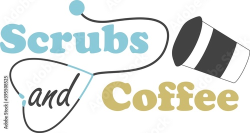 Scrubs and coffee on the white background. Vector illustration