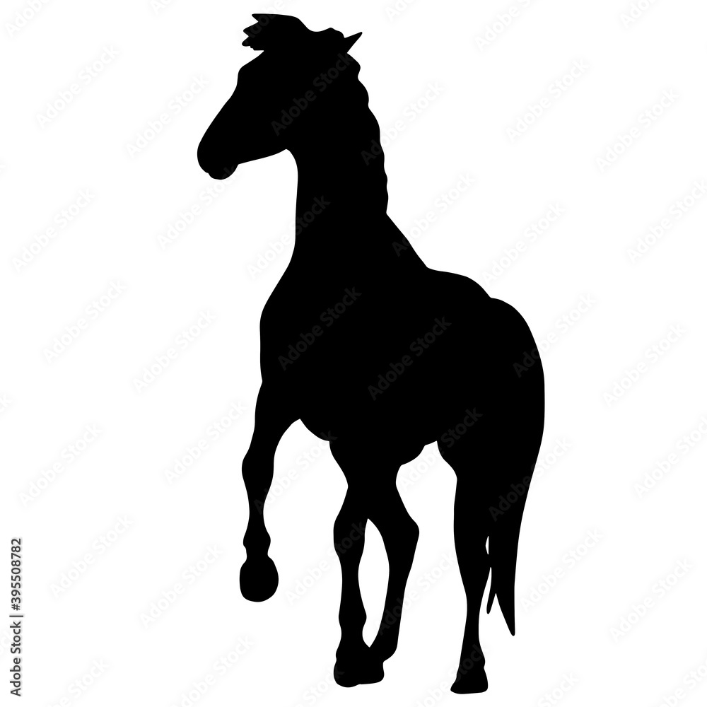 Obraz premium Icon of horse silhouette. Black illustration of mustang stallion 