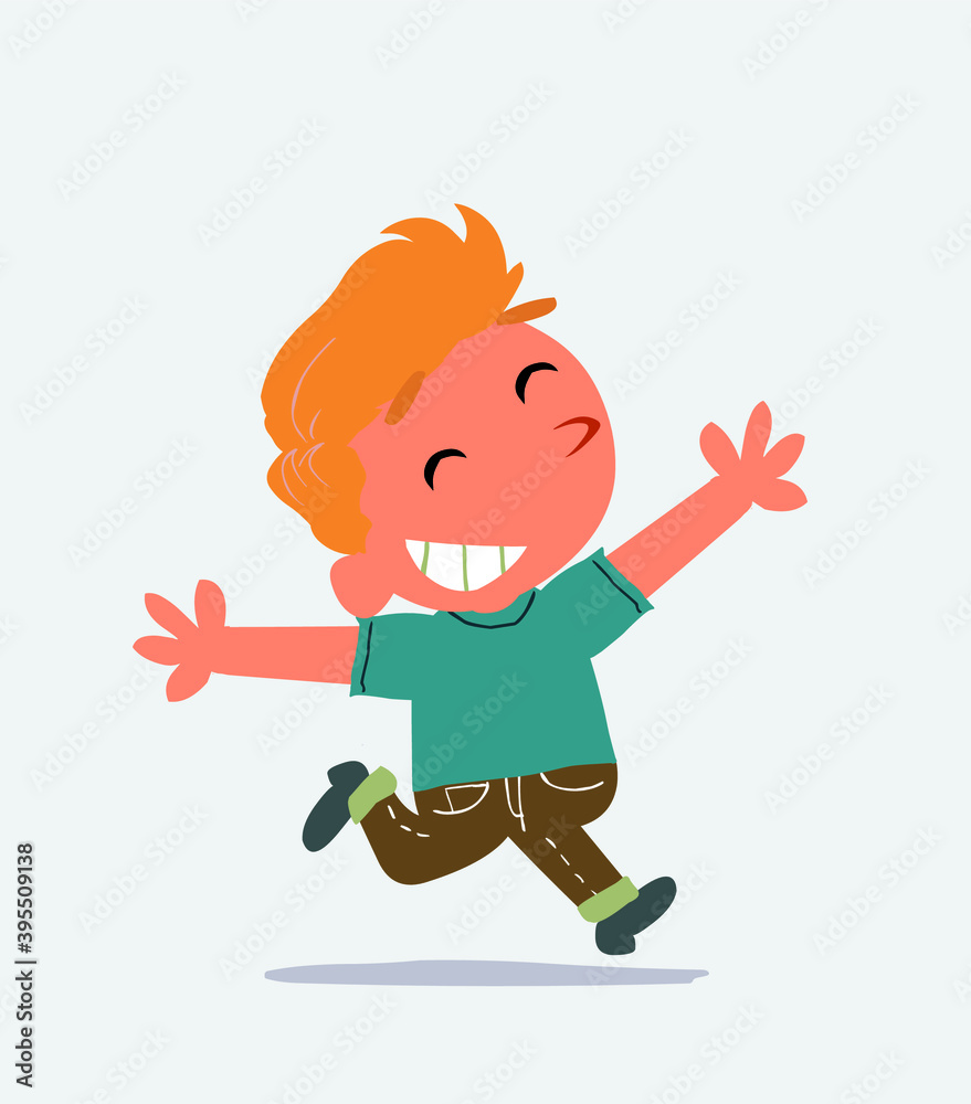 cartoon of little boy on jeans running euphoric cartoon of little boy on jeans running euphoric