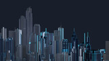 dark transparent cityscape of skyscrapers