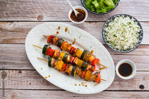 Sweet and sour teriyaki skewers