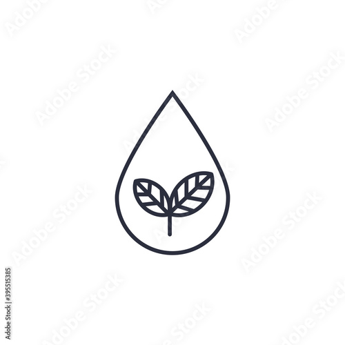 Drop with leaves icon isolated on white background. Hydrating symbol modern, simple, vector, icon for website design, mobile app, ui. Vector Illustration