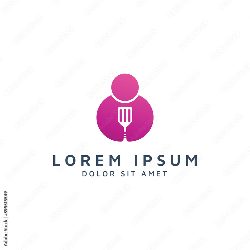 people and spatula negative space logo design people and spatula negative space logo design