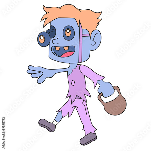frankenstein halloween monsters walking creepy. doodle icon image