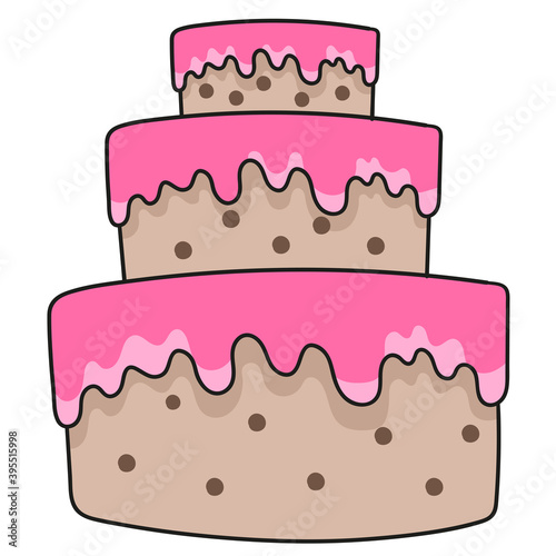 multilevel and large birthday cake. doodle icon image