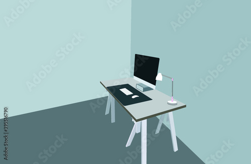 desk with laptop