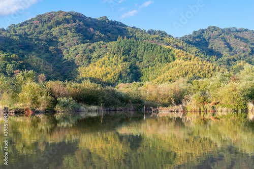 秋の麻機遊水地　紅葉のリフレクション　静岡市 © photopic