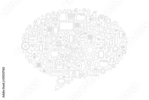 sfondo, icone, simboli, oggetti, cerchio, fumetto, parlare
