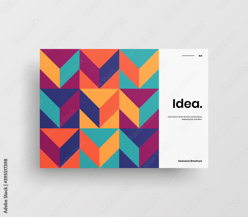 Creative business abstract horizontal front page vector mock up. Corporate geometric report cover illustration design layout. Company identity brochure template.