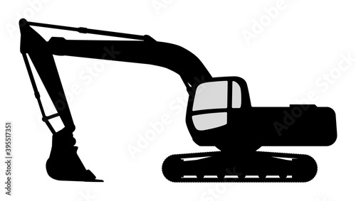 The silhouette of the excavate on a white background.