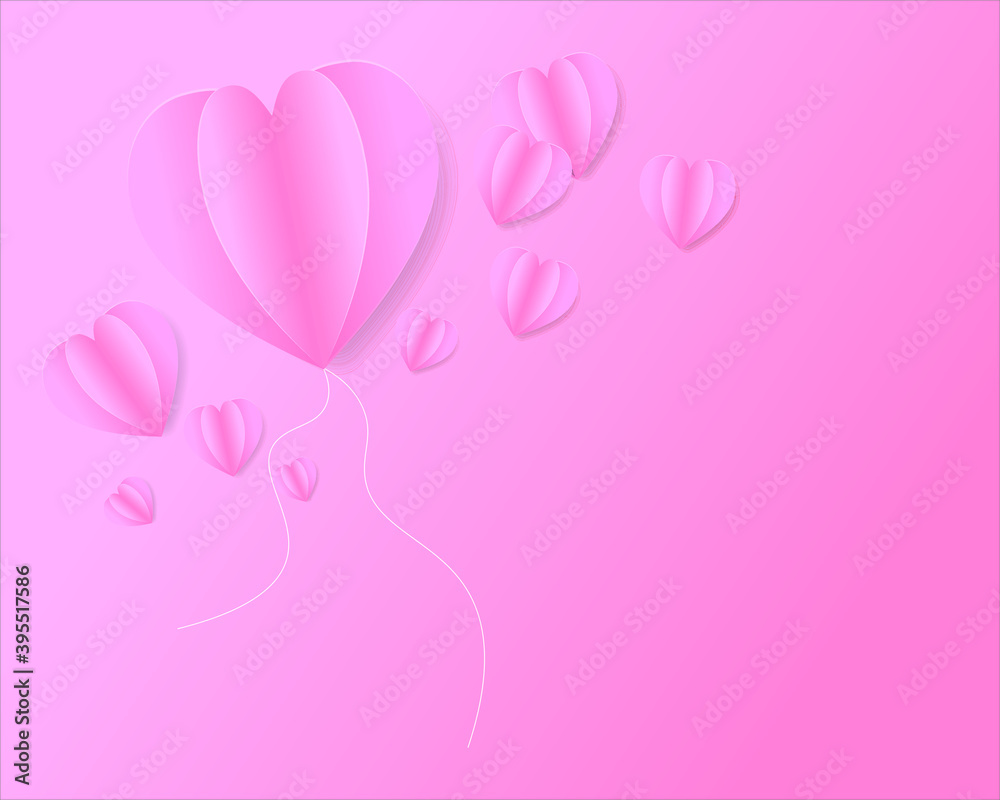 card Valentine's day,paper cut pink heart,Vector illustration. card Valentine's day,paper cut pink heart,Vector illustration.
