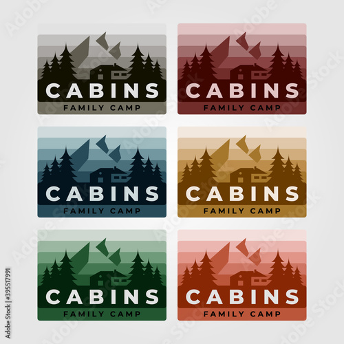 set of cabin logo vintage vector illustration design