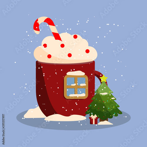 Red Xmas cup with window