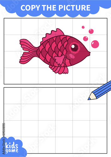 Children board game for preschoolers and primary school students.Page for kids educational book.Underwater life and marine animals.