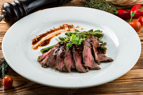Obraz na plátně flank steak with chimichurri sauce