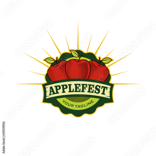 modern badge cider apple fest logo design vector template symbol