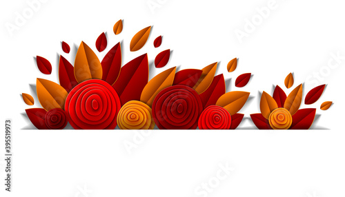 Autumn flowers and leaves b...