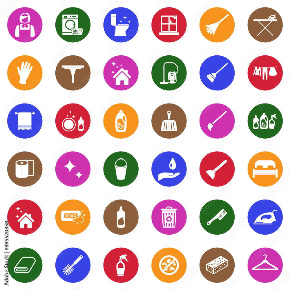 Maid Service Icons. White Flat Design In Circle. Vector Illustration. Maid Service Icons. White Flat Design In Circle. Vector Illustration.