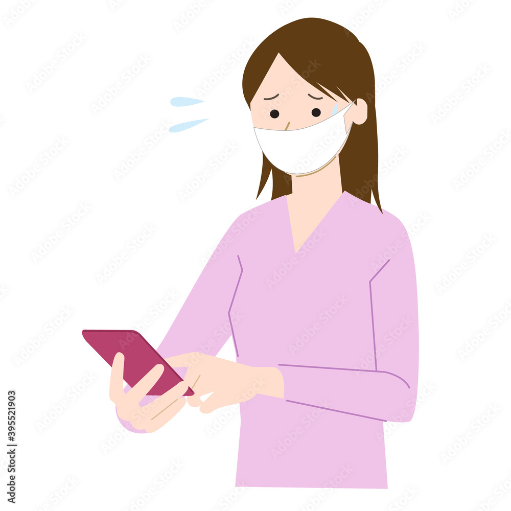 Illustration of a woman using a mobile phone Illustration of a woman using a mobile phone