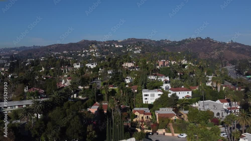 Hollywood Hills Drone Shot with Freeway Hollywood Hills Drone Shot with Freeway