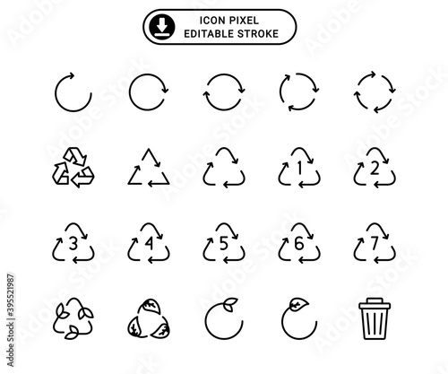 Recycle icon set vector. Editable strok.