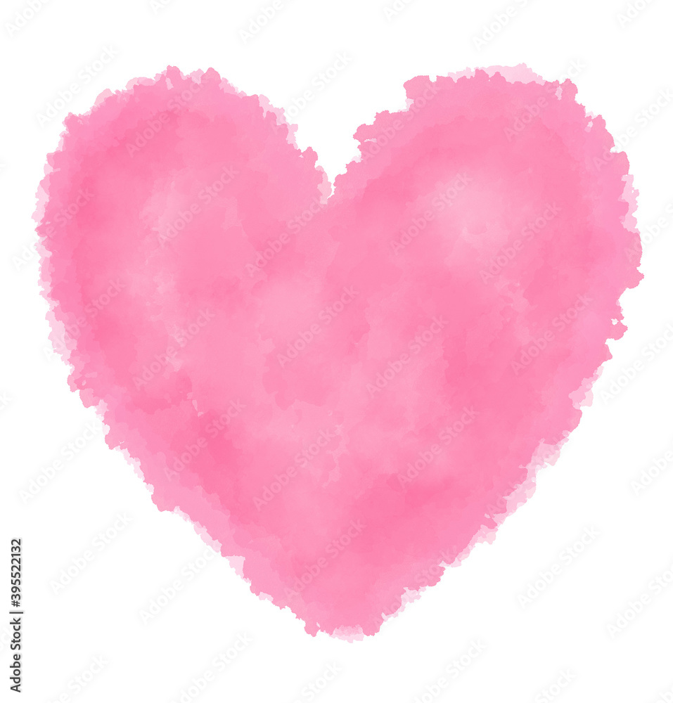 かわいい水彩ハート　手描き　ピンク