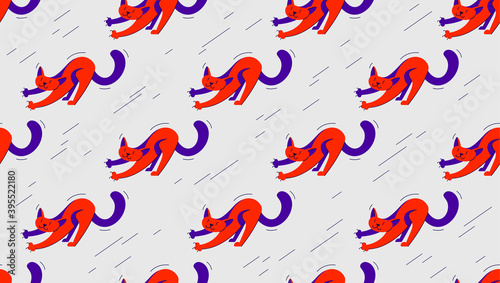 Funny cartoon cats seamless...