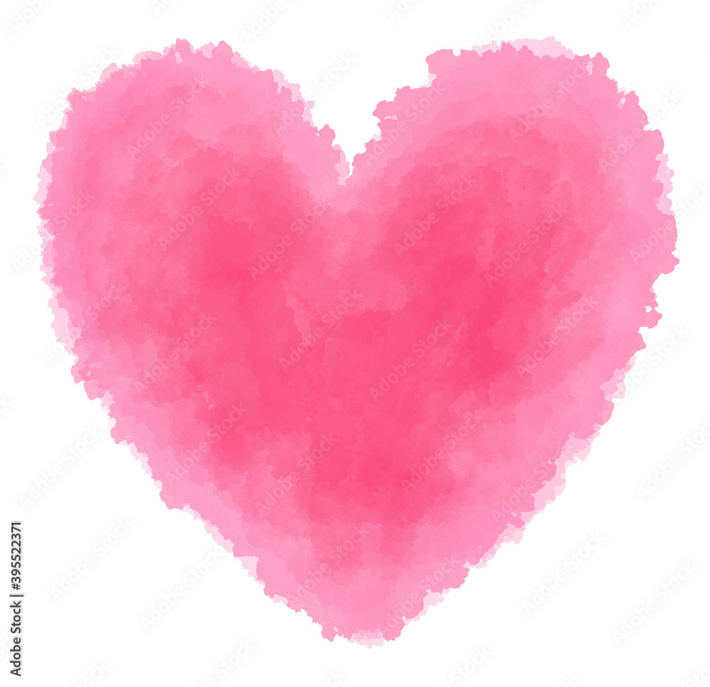 かわいい水彩ハート　手描き　ピンク