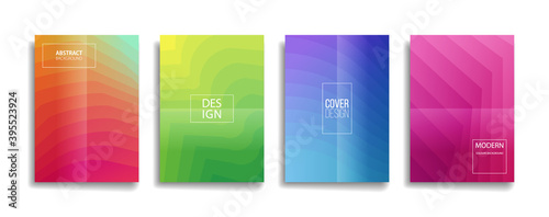 bright gradient color abstract line pattern background cover design. modern background design with trendy and vivid vibrant color. blue violet red orange green placard poster vector cover template.