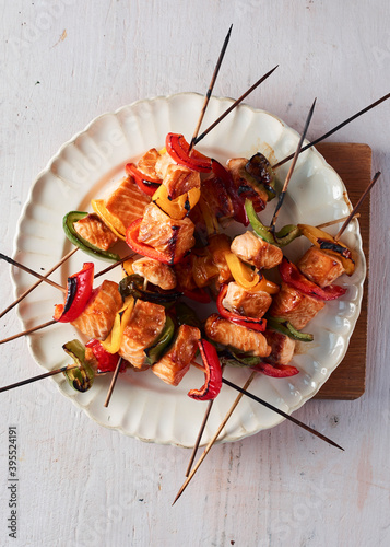 Salmon Pepper Teriyaki Skewers photo