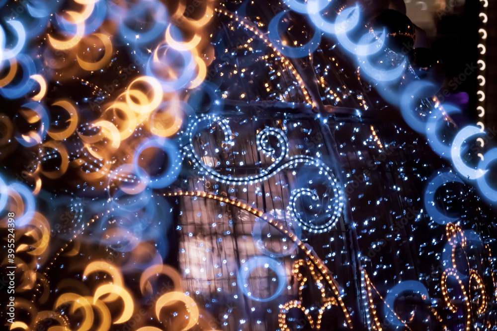 festive illumination of Moscow for Christmas. Image is out of focus. defocusing. festive illumination of Moscow for Christmas. Image is out of focus. defocusing.