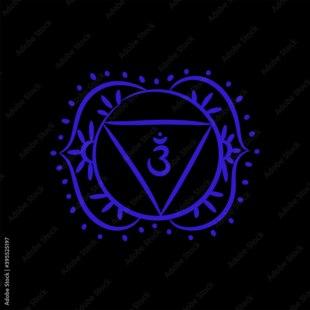 Ajna sketch icon. The sixth frontal chakra. Third eye. Vector indigo blue symbol. Sacral sign. Meditation Ajna sketch icon. The sixth frontal chakra. Third eye. Vector indigo blue symbol. Sacral sign. Meditation