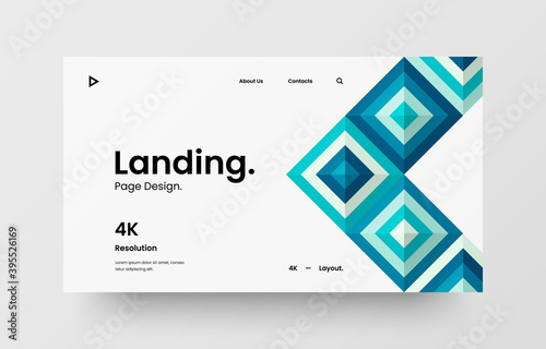 Website screen for responsive web design project development. Abstract geometric pattern banner. Corporate landing page vector illustration template.