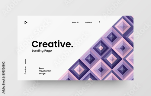 Website screen for responsive web design project development. Abstract geometric pattern banner. Corporate landing page vector illustration template.