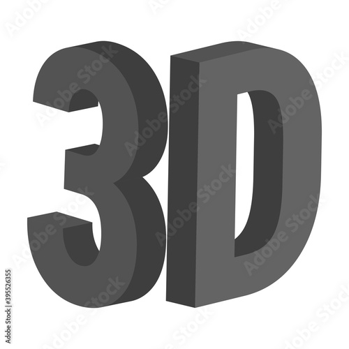 3d letters 3, d, vector icon symbol 3d three dimensional letter number 3, d