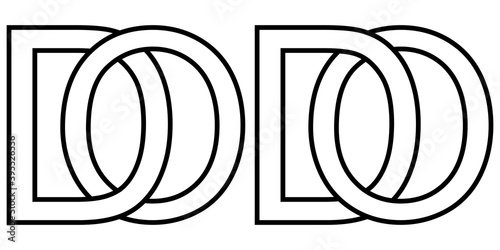 Logo od do icon sign two interlaced letters O D, vector logo od do first capital letters pattern alphabet o d