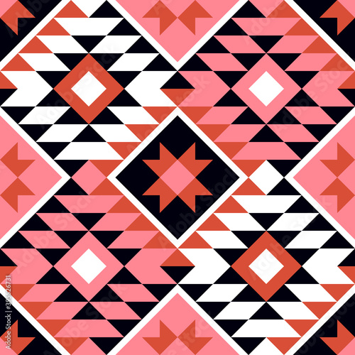Vector trendy seamless decorative ethnic ikat pattern.  Boho geometric style.Hand-drawn seamless tribal patterns. Modern textiles  wall art  wrapping paper.