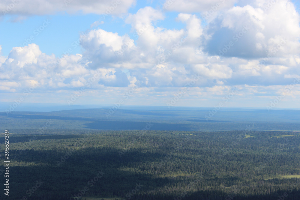 The vast Ural taiga in the summer