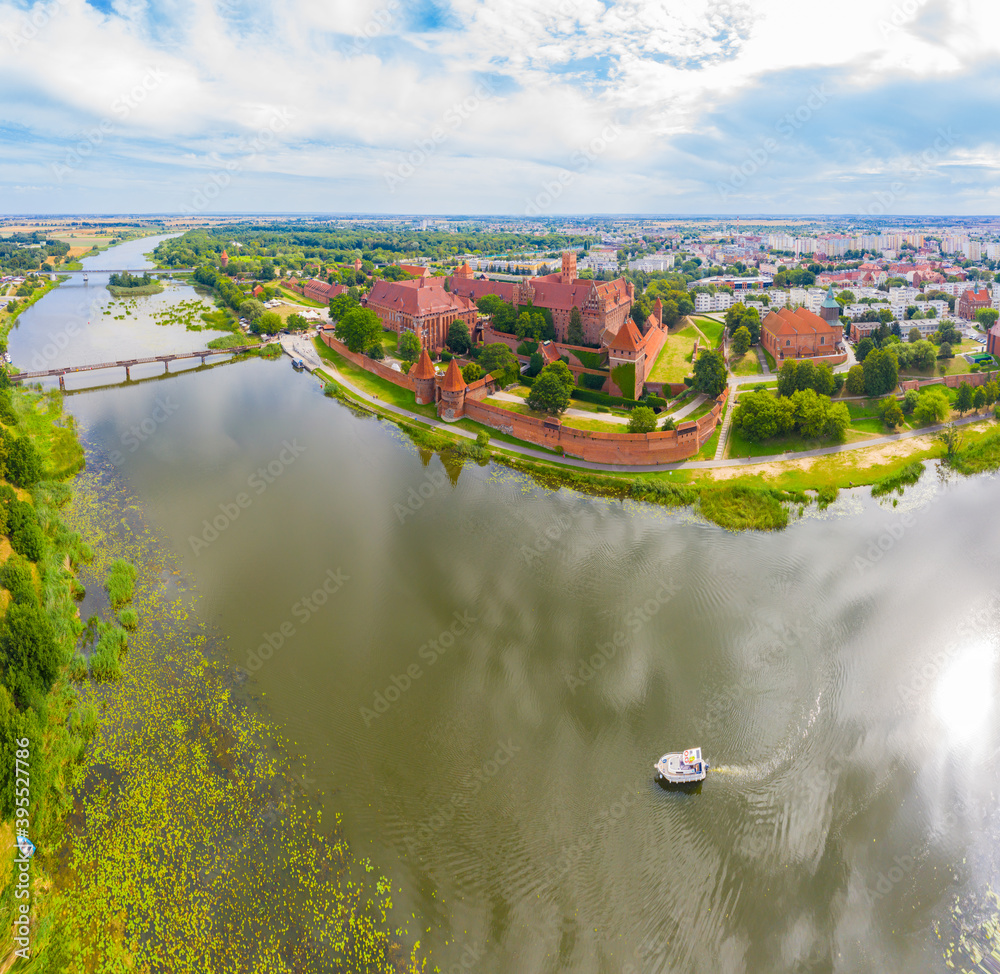 Aerial view of Malbork Teutonic order castle in Poland. It is the